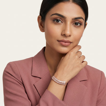 Double Baguette Line Bracelet (Rose Gold)