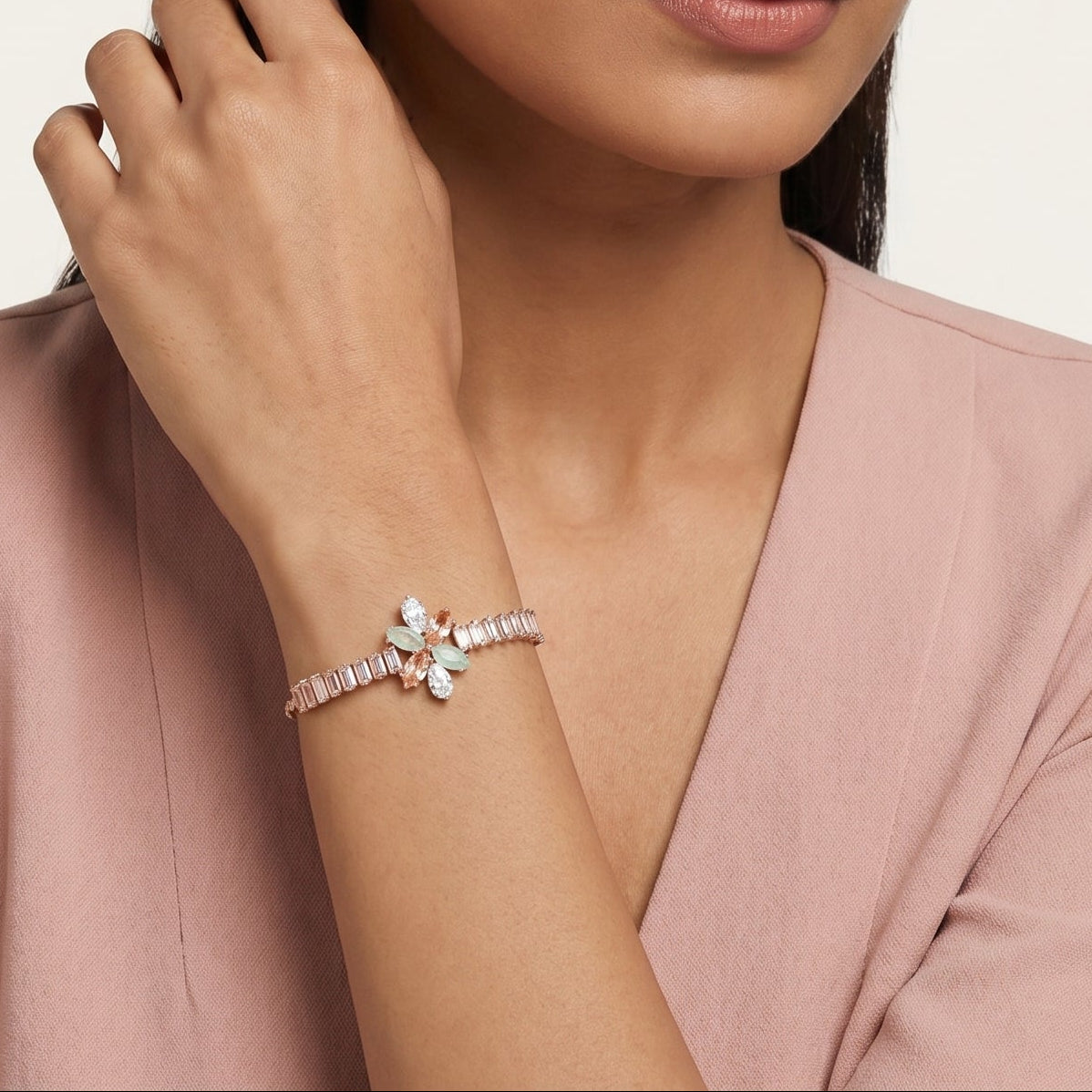 Rose Gold Petal Line Bracelet(Multi-colour)