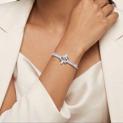 Silver Petal Line Bracelet(Multi-colour)