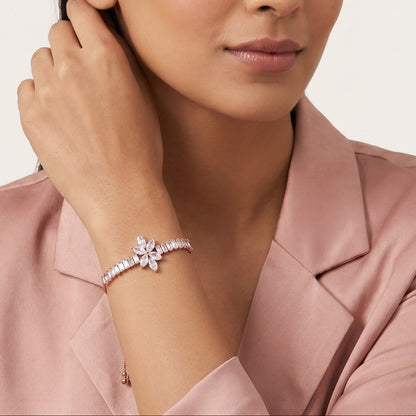 Rose Gold Petal Line Bracelet(Silver)