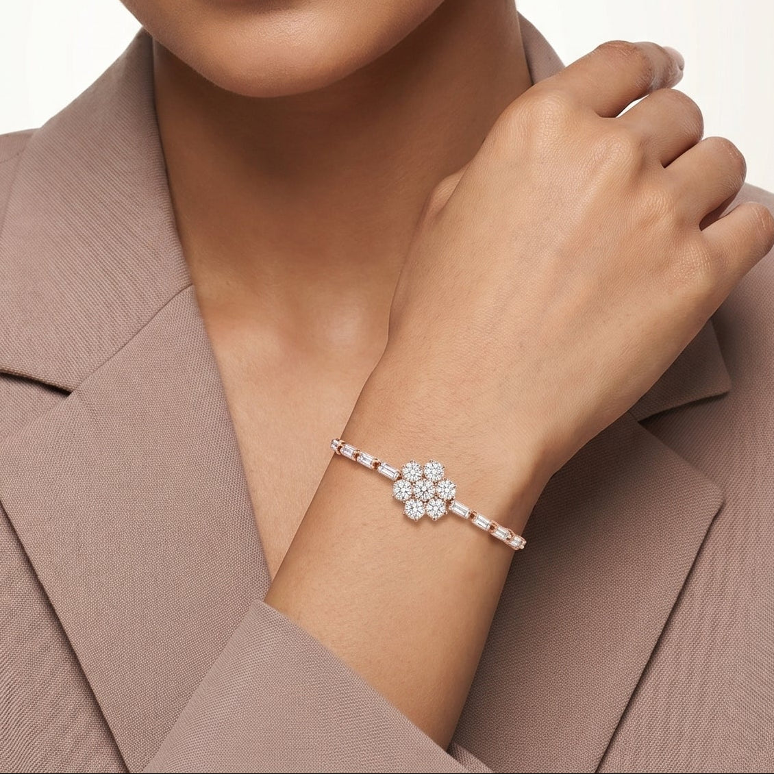 Round Flower Bracelet (Rose Gold)