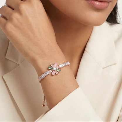 Floral Baguette Stone Bracelet(Multi-Colour)