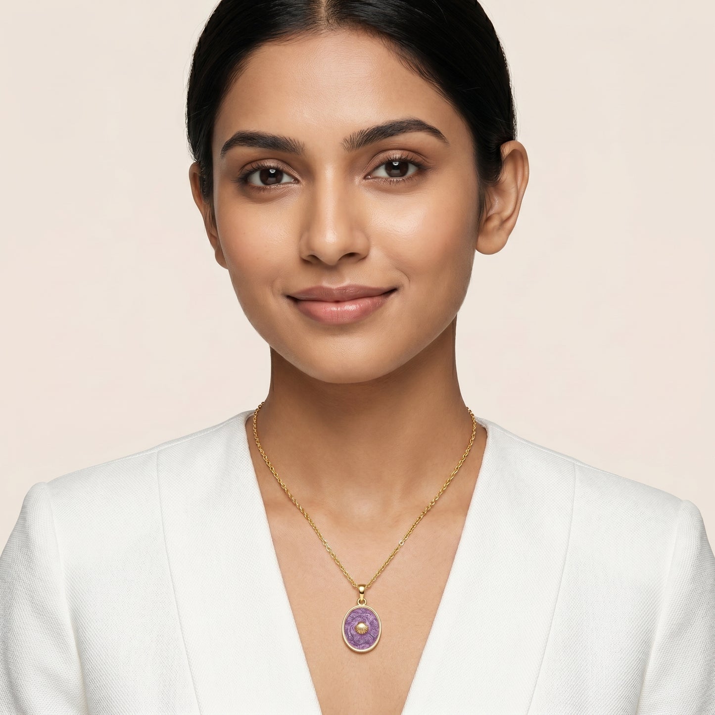 Purple Bloom Oval Pendant
