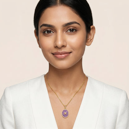 Purple Bloom Oval Pendant