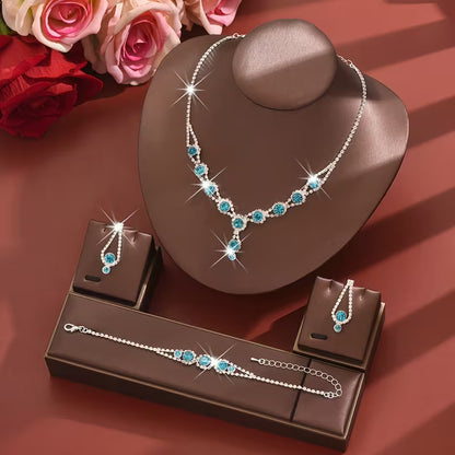 Jewelry Set- Three-piece (Sea blue)