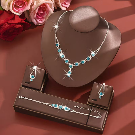 Jewelry Set- Three-piece (Sea blue)