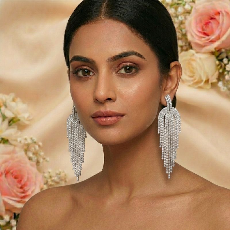 Silver Stardust Fringe Earrings