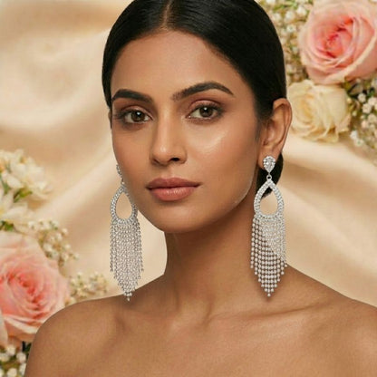 Crystal Pearl Fringe Earrings