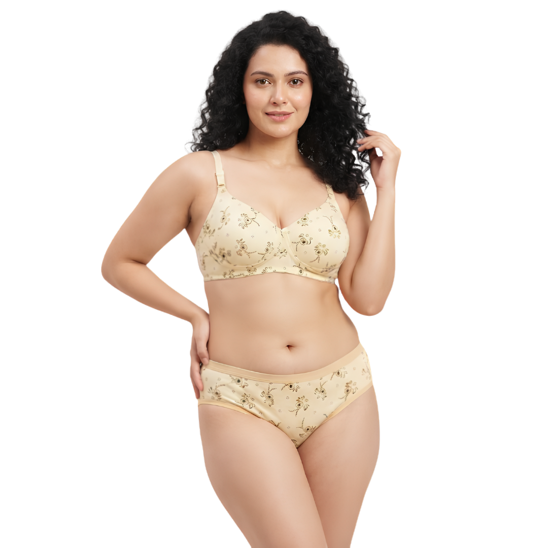 Floral Printed Padded Bra & Panty Set