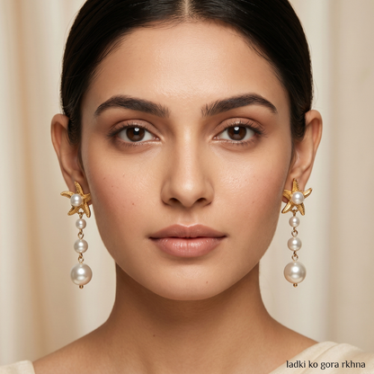 Pearl Starfish Drop Earrings