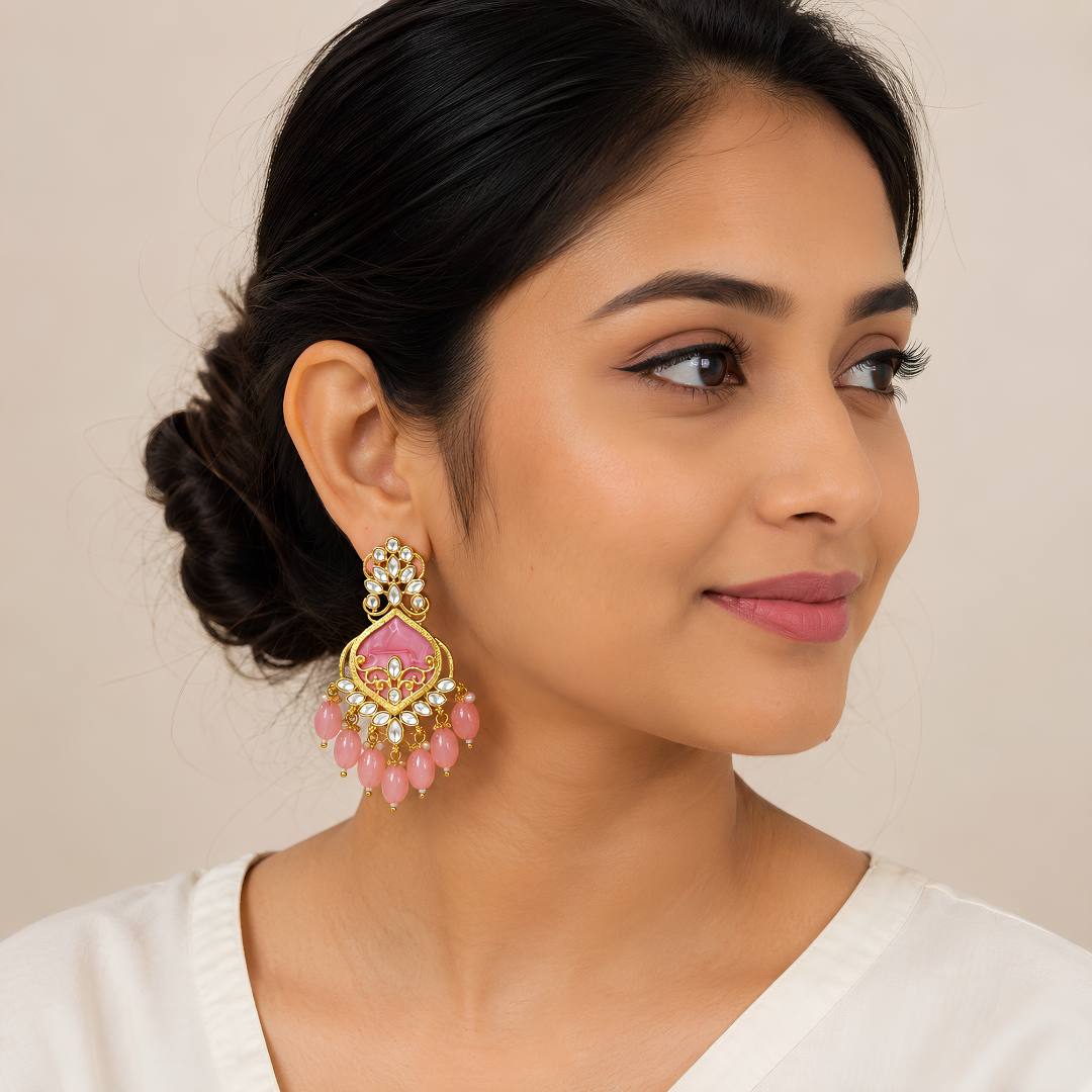Royal Zari Earrings (PINK)