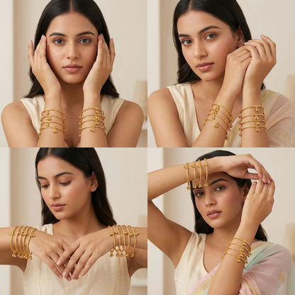 Kashmir Gold Bangles (Set of 8)