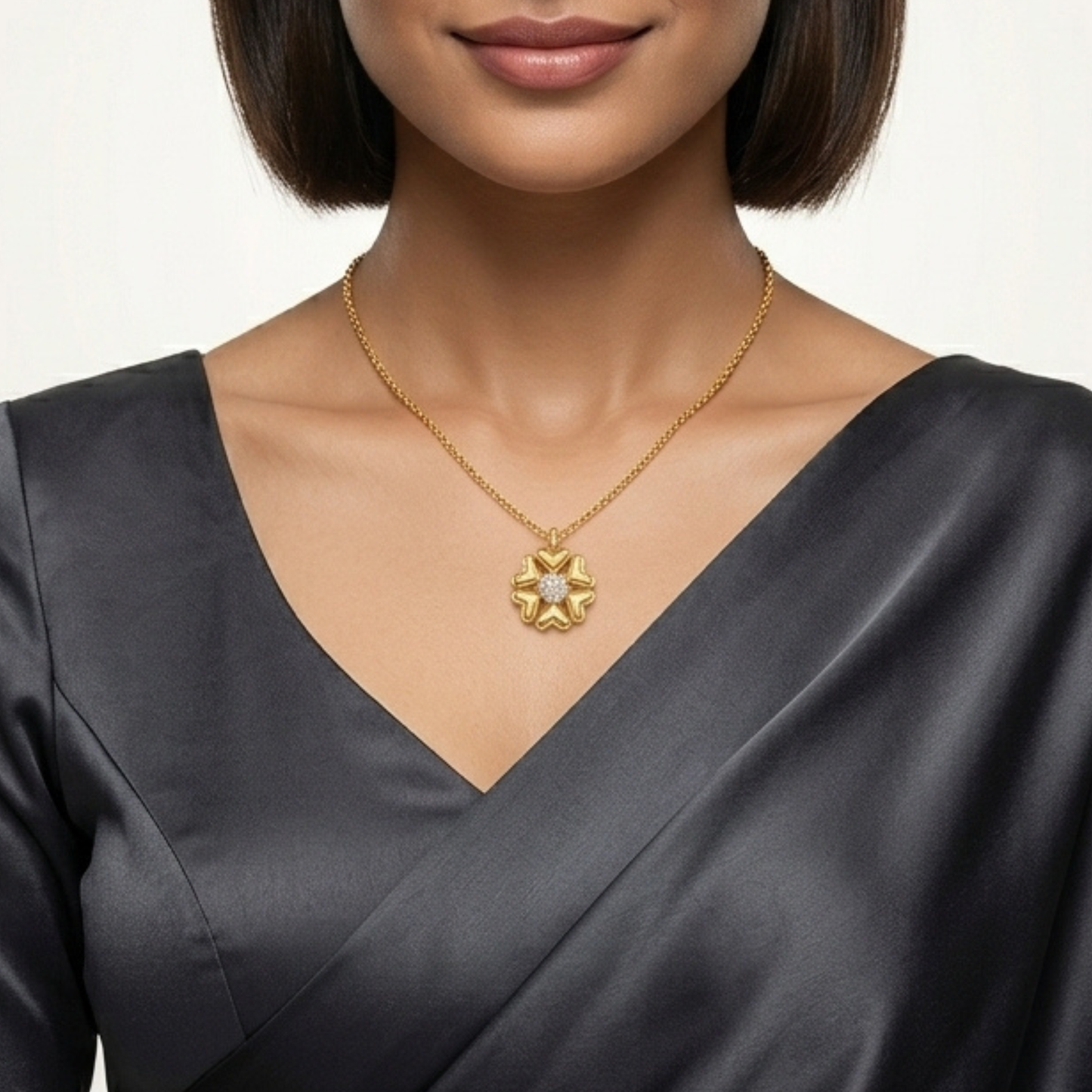 Heart Flower Charm Pendant