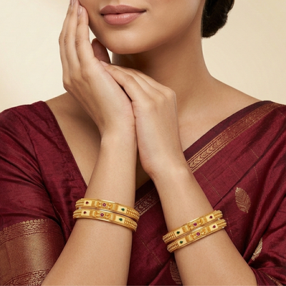 Frost Bloom Bangles ( pack of 4)