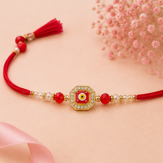 Red Evil Eye Beaded Rakhi