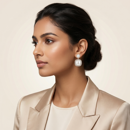 Ivory Halo Drop Earrings