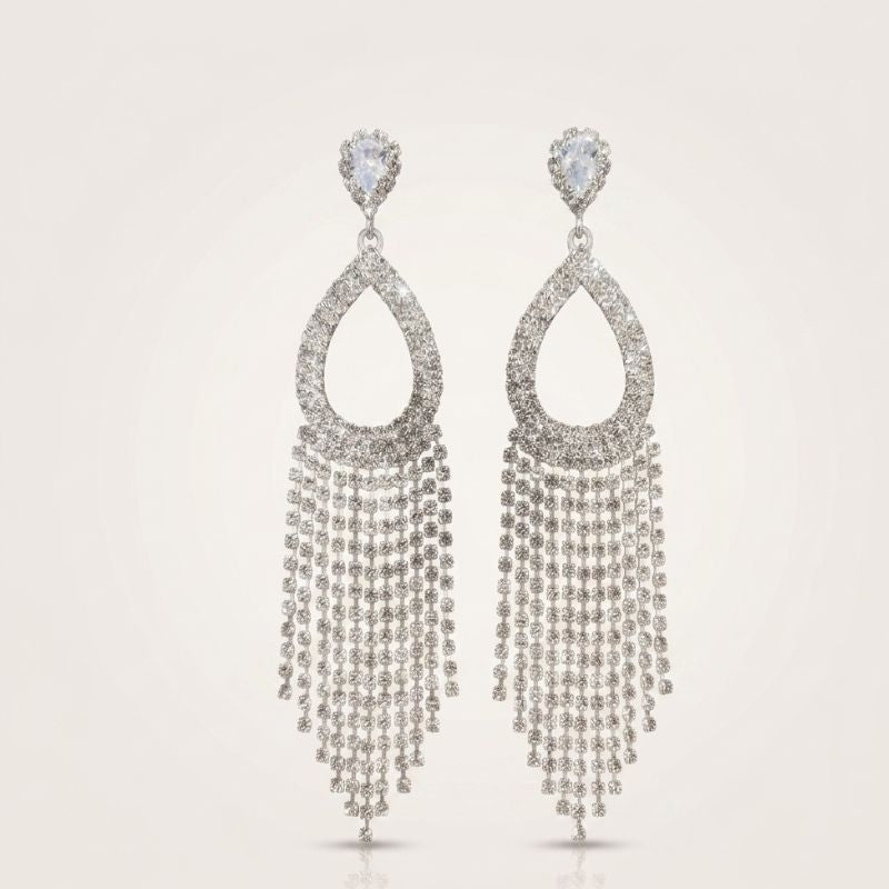 Crystal Pearl Fringe Earrings