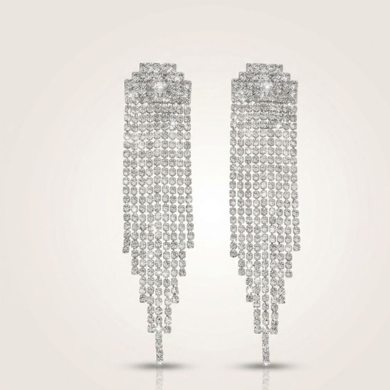 Diamond Curtain Drop Earrings