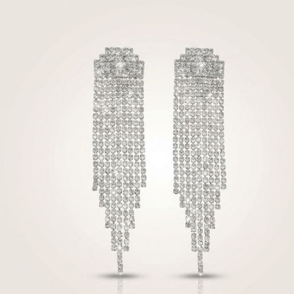 Diamond Curtain Drop Earrings