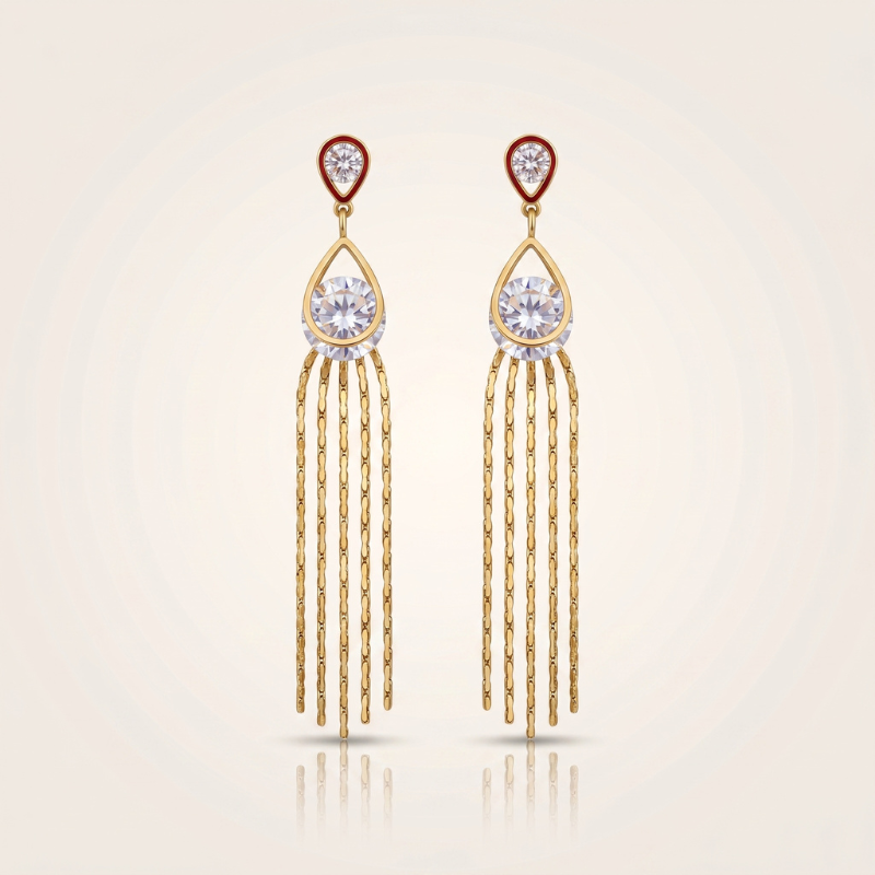 Diamond Halo Fringe Earrings
