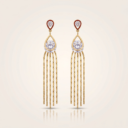 Diamond Halo Fringe Earrings