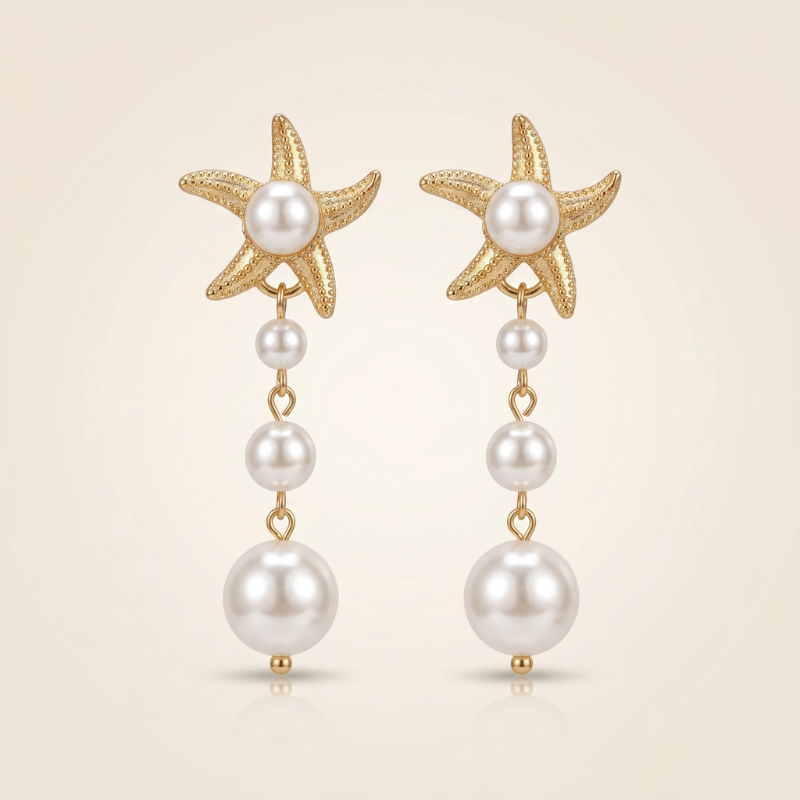 Pearl Starfish Drop Earrings