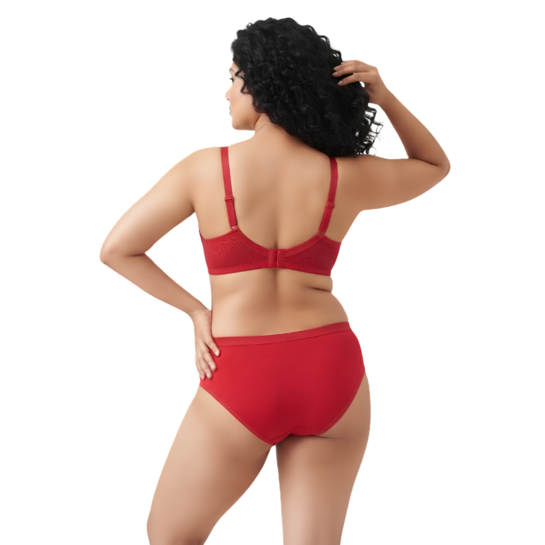 Women’s Padded Bra & Panty Set (RED)