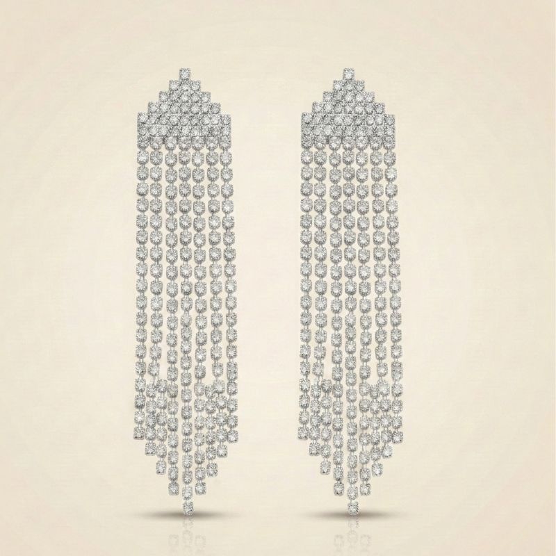 Crystal Curtain Drop Earrings