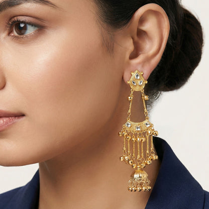 Kashmiri Mirror Gold Jhumkas