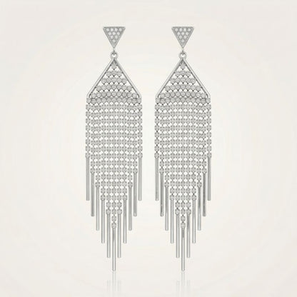 Crystal Pyramid Fringe Earrings