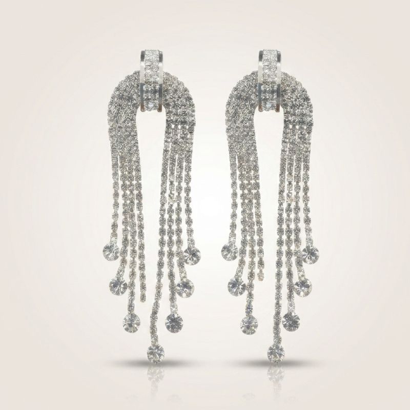 Crystal Stardust Tassel Earrings