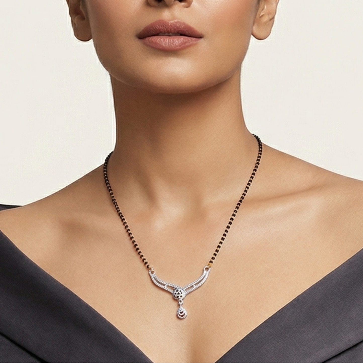 Silver Curve Mangalsutra