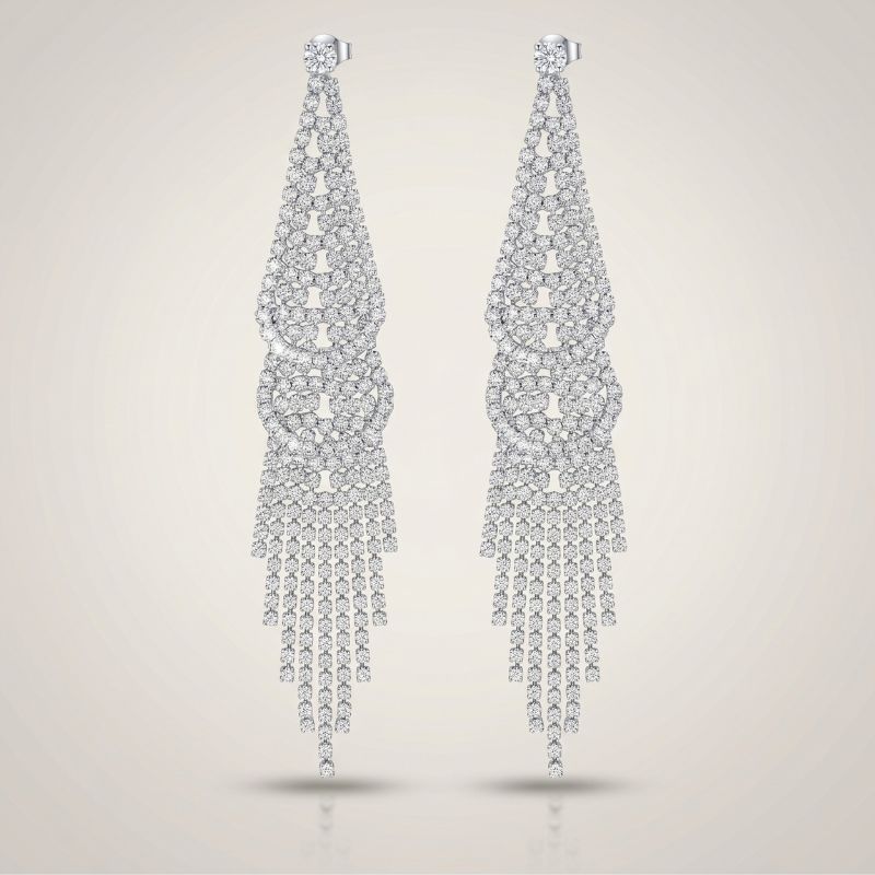 Crystal Waterfall Tassel Earrings