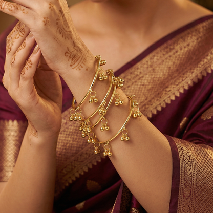 Kashmir Plain Gold Bangles (Set of 8)