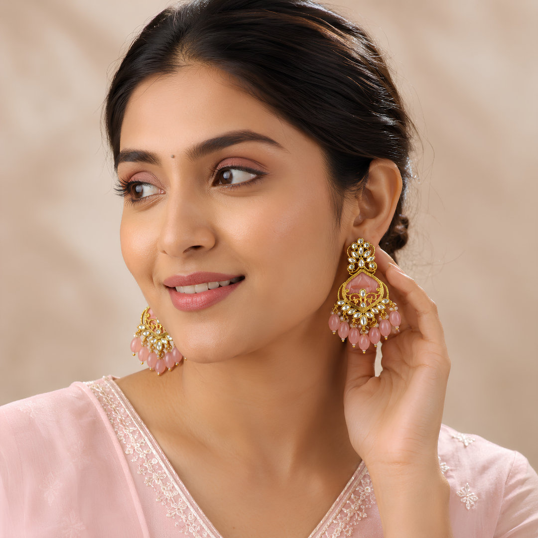 Royal Zari Earrings (PINK)