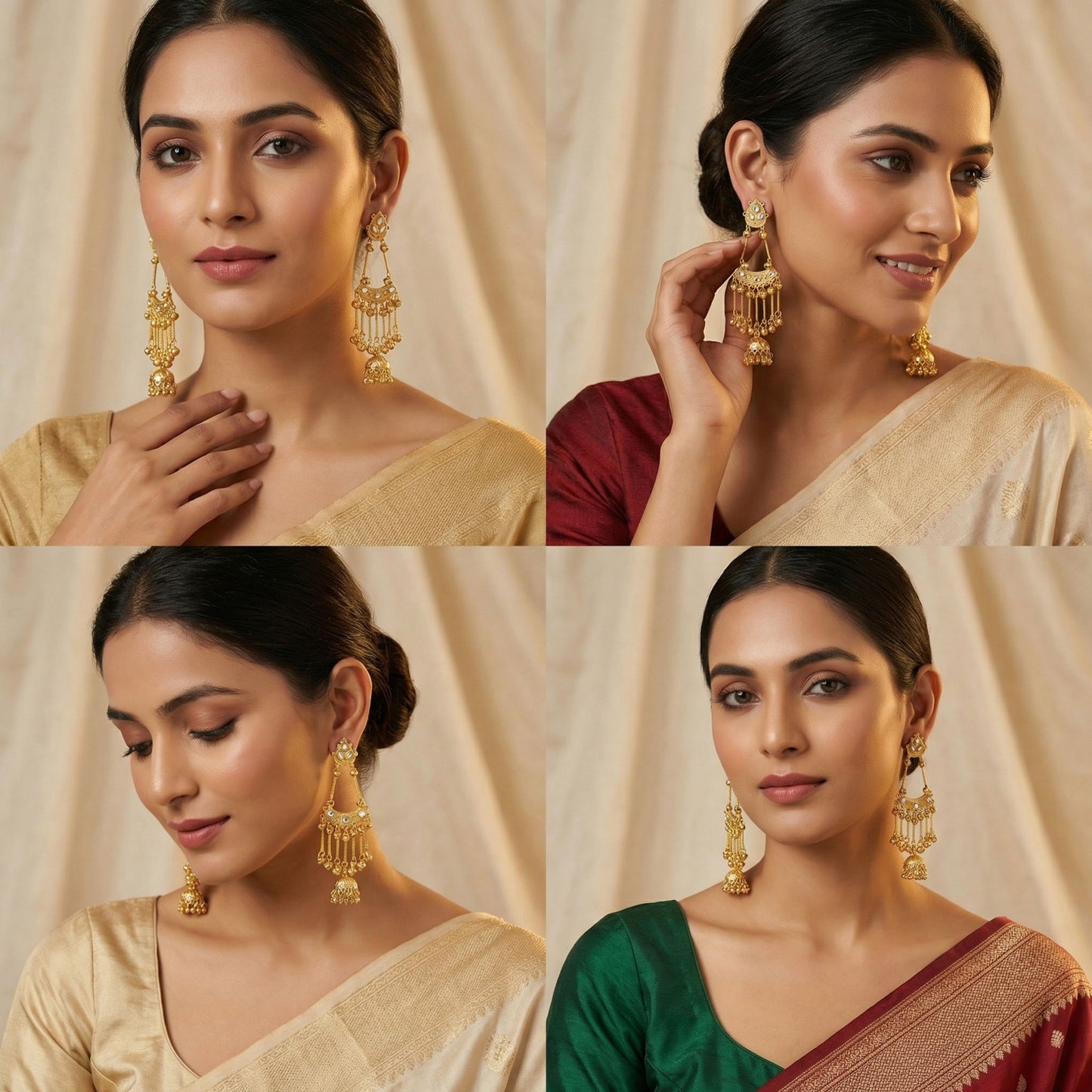 Kashmiri Mirror Gold Jhumkas