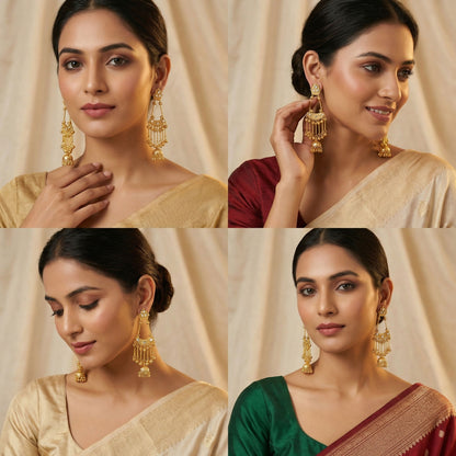 Kashmiri Mirror Gold Jhumkas