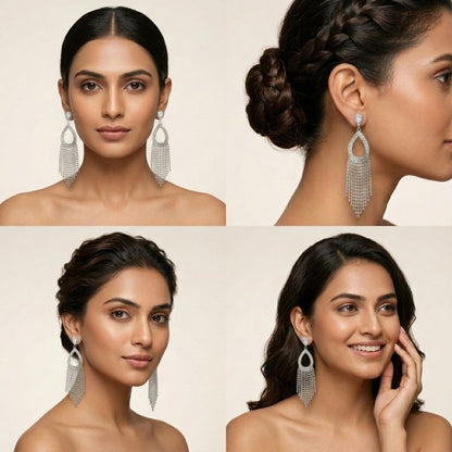 Crystal Pearl Fringe Earrings