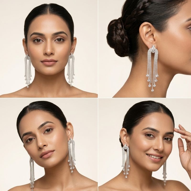 Crystal Stardust Tassel Earrings