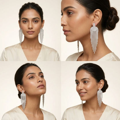 Crystal Cascade Fringe Earrings