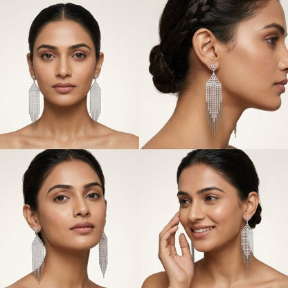 Crystal Chandelier Fringe Earrings