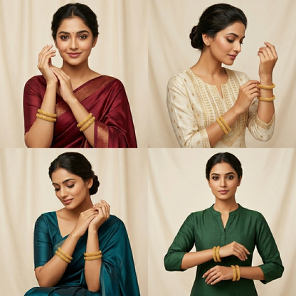 Glam Curve Bangles( pack of 4)
