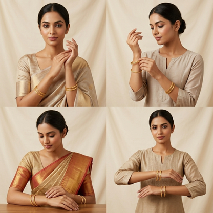 Golden Glam Bangles ( Set of 4 )