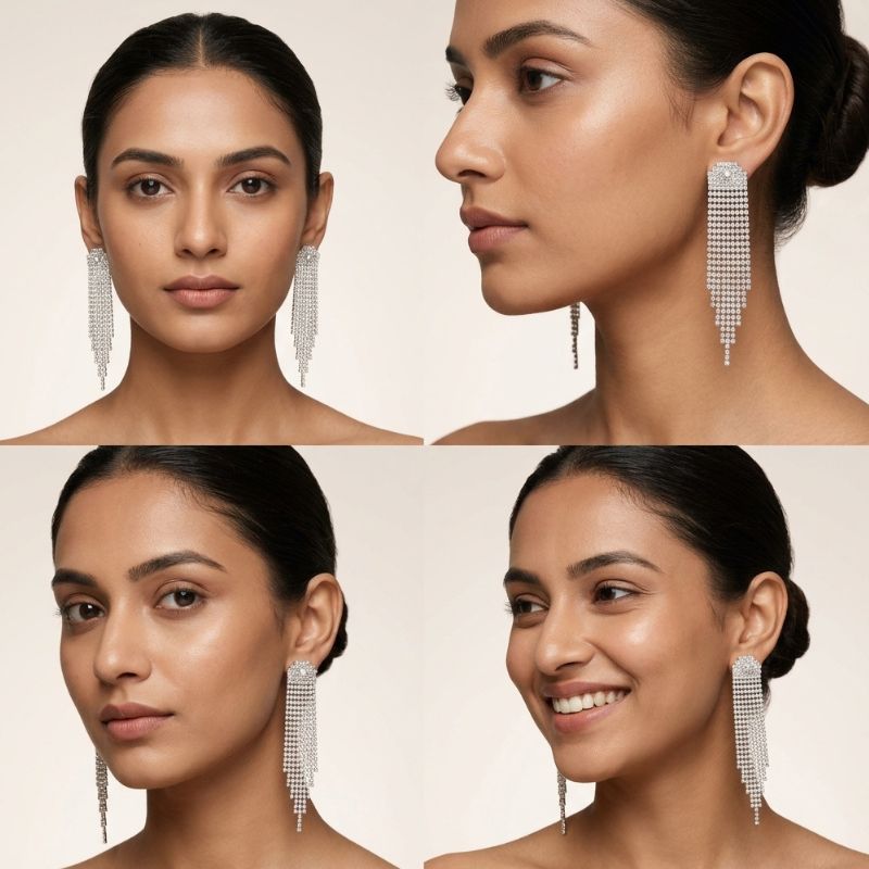 Diamond Curtain Drop Earrings