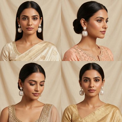 Ivory Halo Drop Earrings
