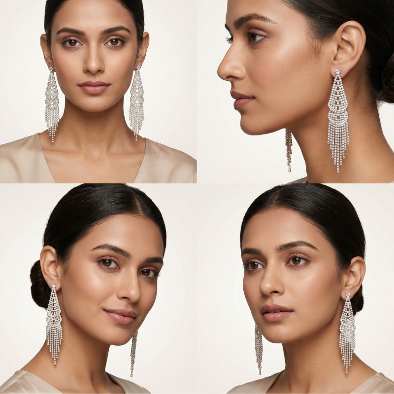 Crystal Waterfall Tassel Earrings