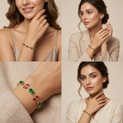 Green Red Tulip Bracelet