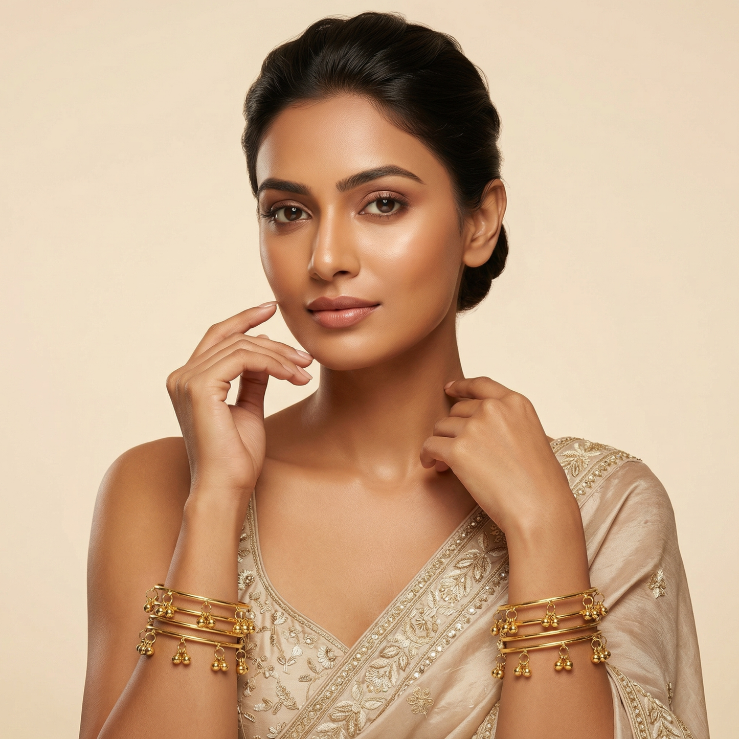 Kashmir Plain Gold Bangles (Set of 8)