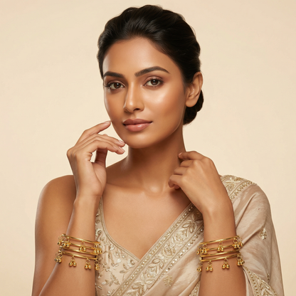 Kashmir Plain Gold Bangles (Set of 8)