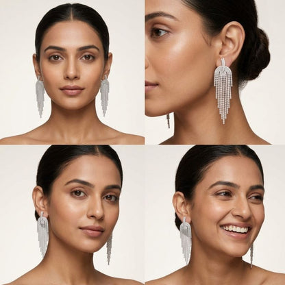 Silver Stardust Fringe Earrings